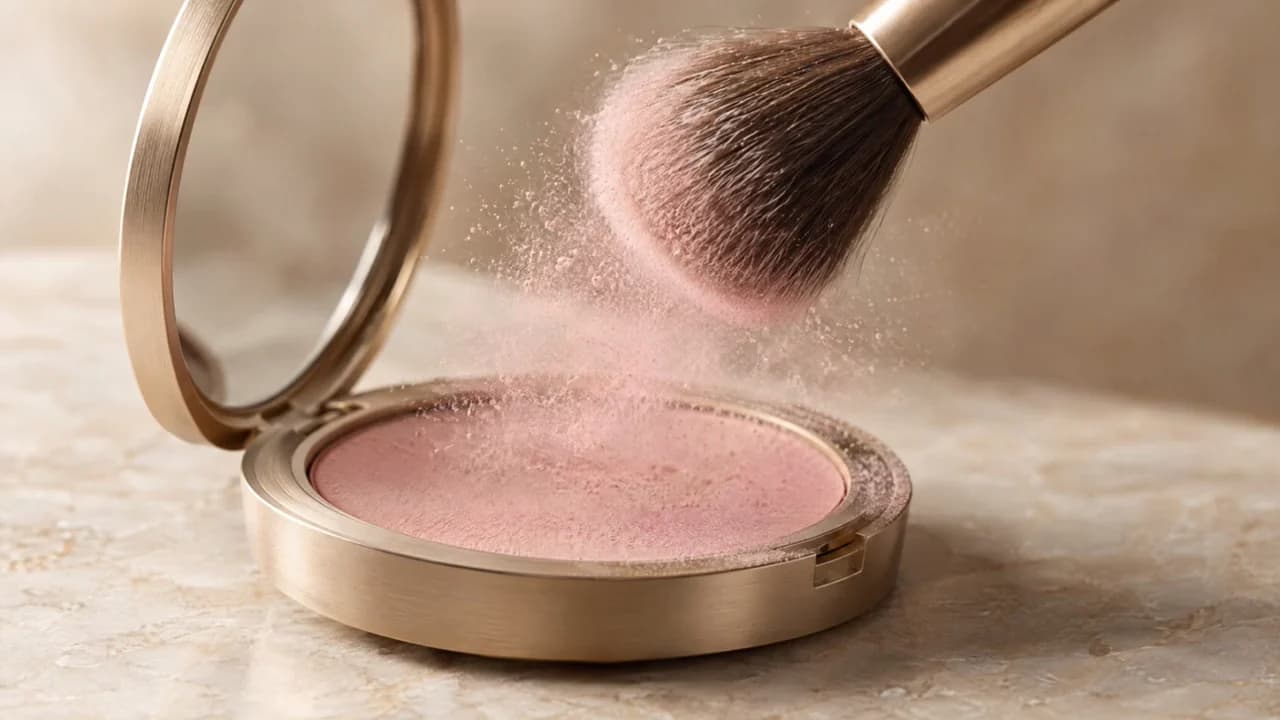 Blush compact with a brush lifting powder